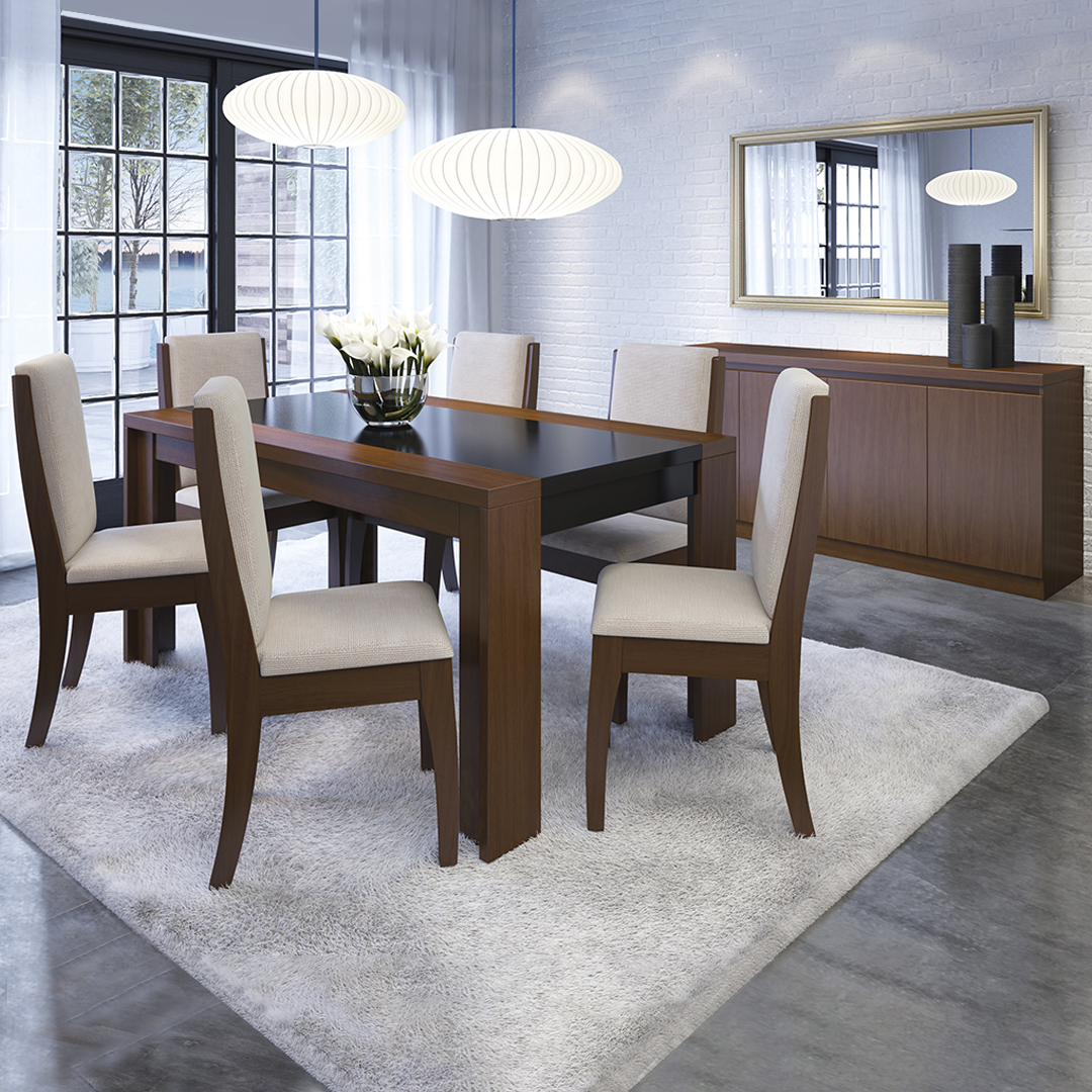 Set Comedor + Buffet Lorenzi Castaño 6 Sillas - SEMAG SpA