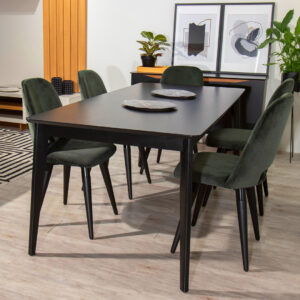 Comedor 1.8 Olive Negro 6 sillas Selina Giratoria