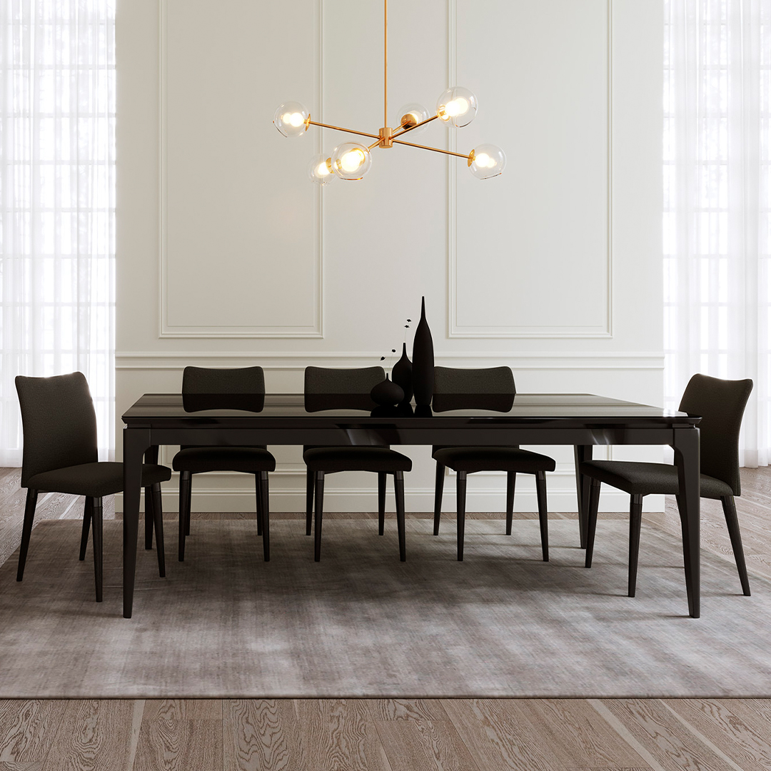 Comedor 2.2 Float Negro 8 sillas Iron Gris