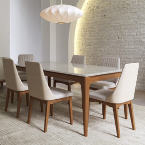 Comedor 1.8 Float Off White 6 sillas Elsie Beige