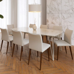 Comedor 2.2 Cerys Off White 8 sillas Iron Beige