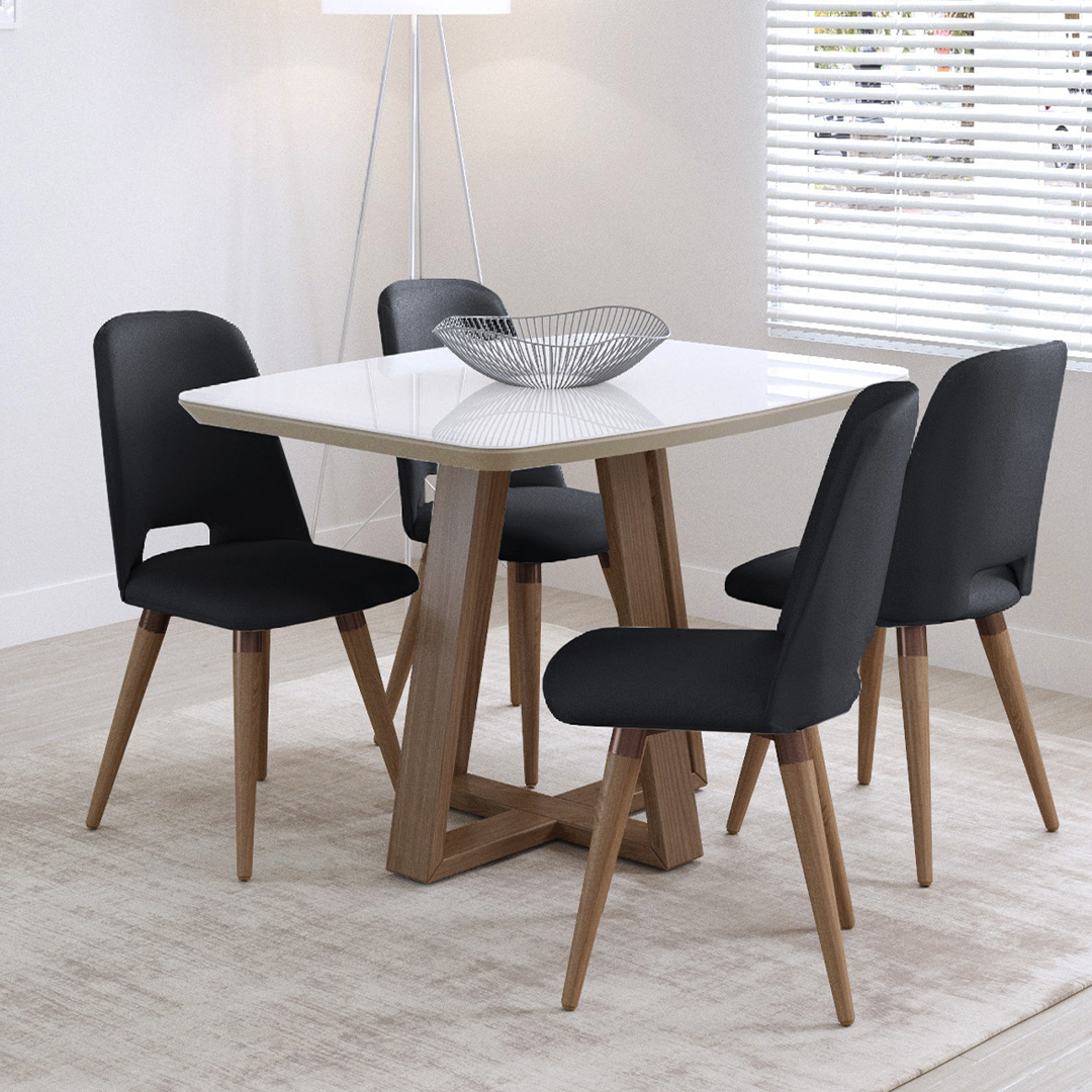 Comedor 1.2 Bennet 4 sillas Selina Giratoria Negra