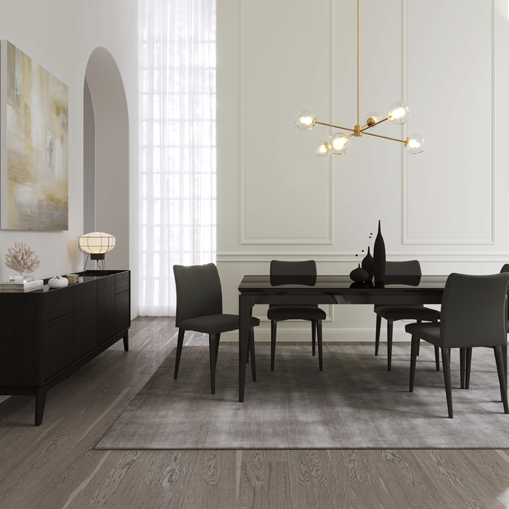 Comedor 1.8 Float 6 sillas Iron Gris + Buffet Float Negro - SEMAG SpA