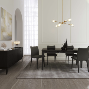 Comedor 1.8 Float 6 sillas Iron Gris + Buffet Float Negro