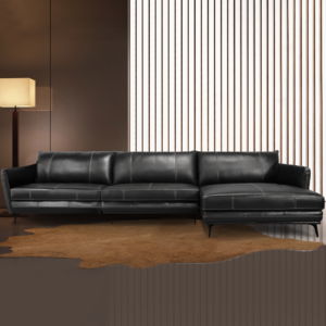 Sofá 3060 Chaise Negro 100% Cuero