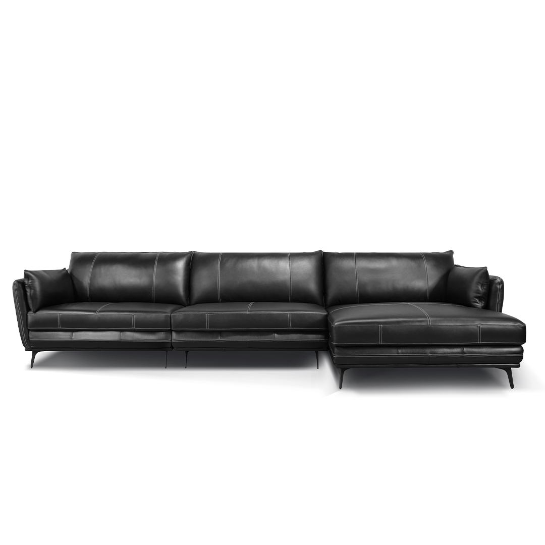 Sofá 3060 Chaise Negro 100% Cuero - Imagen 2