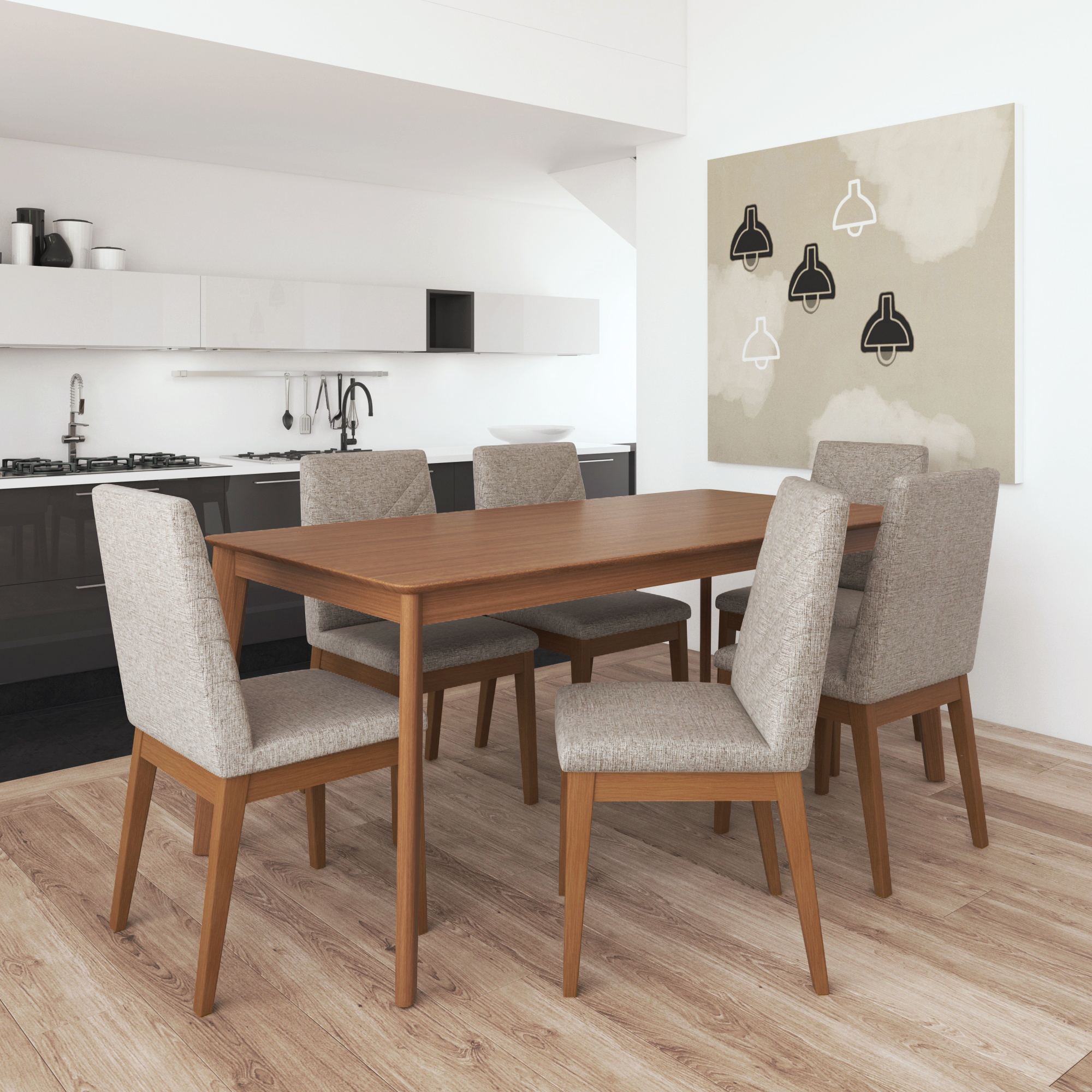 Comedor 1.8 Olive Natural 6 sillas Tai