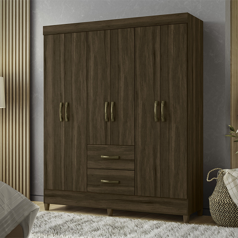 CLOSET MOBI BROWN 6 PUERTAS 2 CAJONES