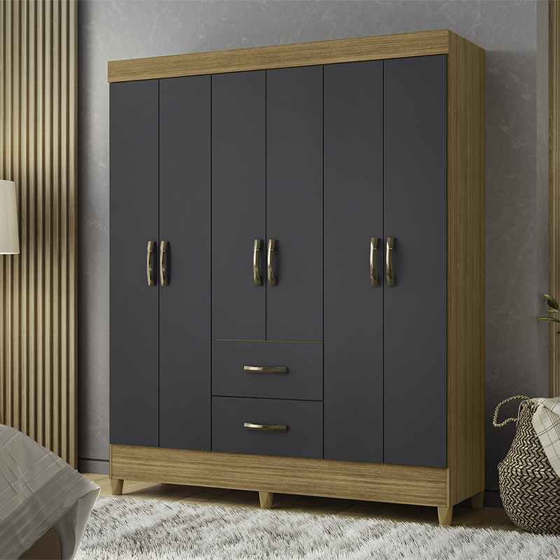 CLOSET MOBI GRAPHITE 6 PUERTAS 2 CAJONES