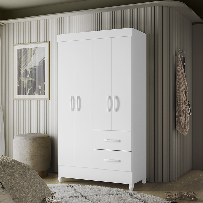 CLOSET MOBI WHITE 4 PUERTAS 2 CAJONES