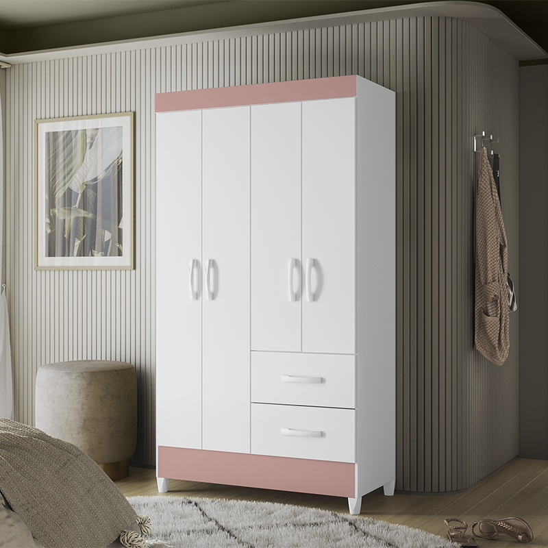 CLOSET MOBI WHITE 4 PUERTAS 2 CAJONES - Imagen 2