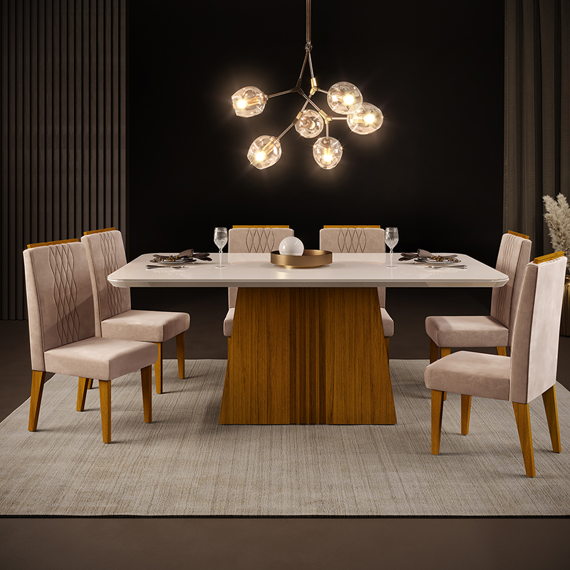 JUEGO DE COMEDOR ITALIA 170 LIGHT 6 SILLAS
