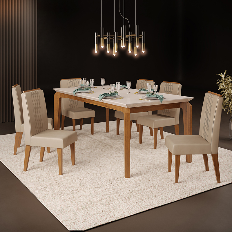JUEGO DE COMEDOR SERENA ROUGE 6 SILLAS
