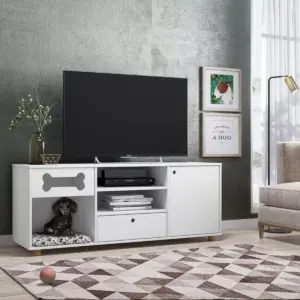 Rack Tv 60" Mascota Dog Roxy - Blanco