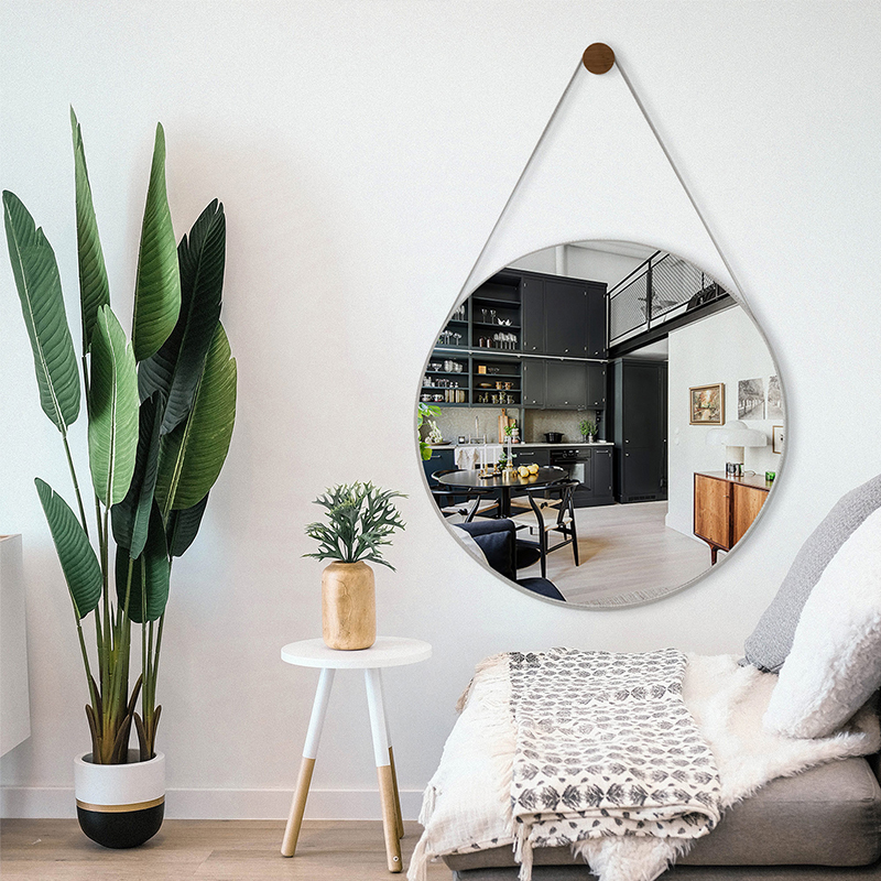 ESPEJO DECORATIVO COLGANTE ADNET 60 GRIS