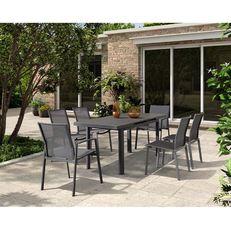 JUEGO DE COMEDOR EXTENSIBLE TERRAZA 6 SILLAS JOSEFA