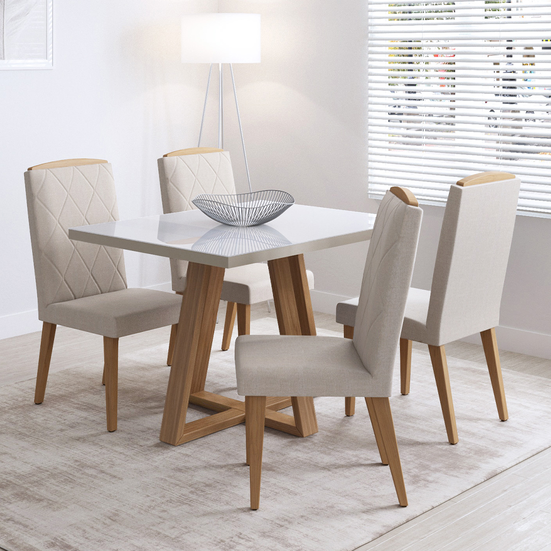 Comedor 1.2 Mara Off White 4 sillas Daisy