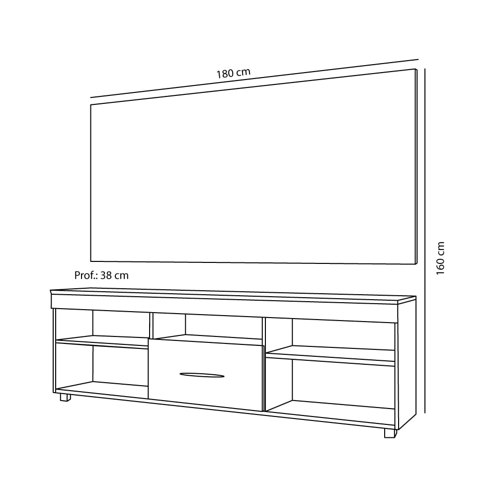 Rack Panel 70" Ámsterdam - Roble Suave - Imagen 3