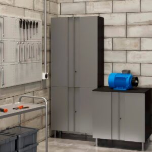 Armario Metálico Organizador con 4 Puertas y Llave Multibox - Gris / Negro