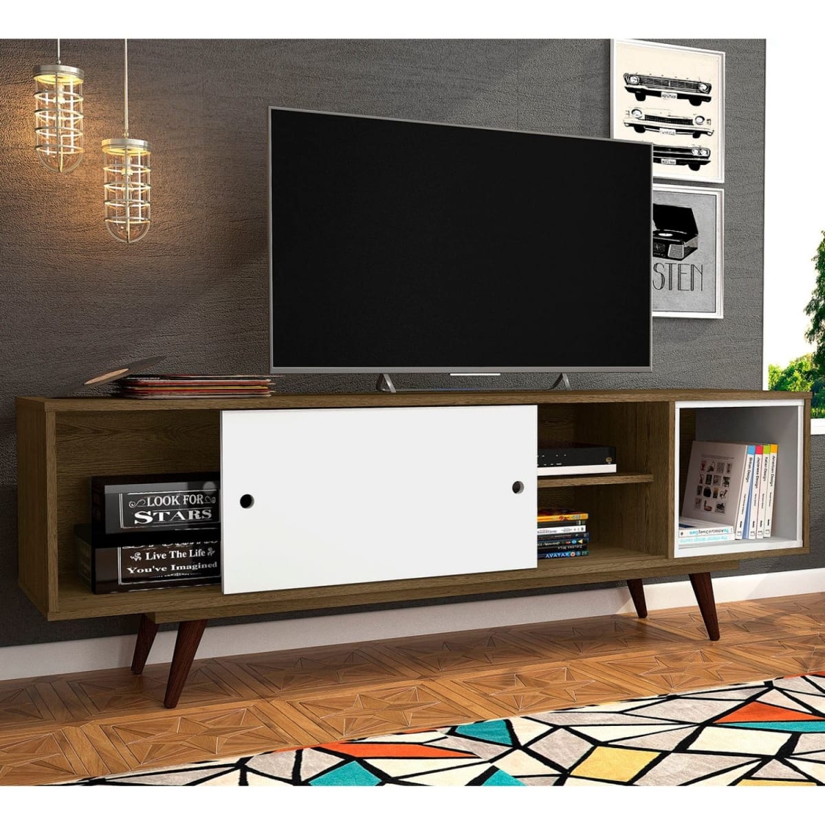 Rack Tv 70" Retro50 - Rústico / Blanco