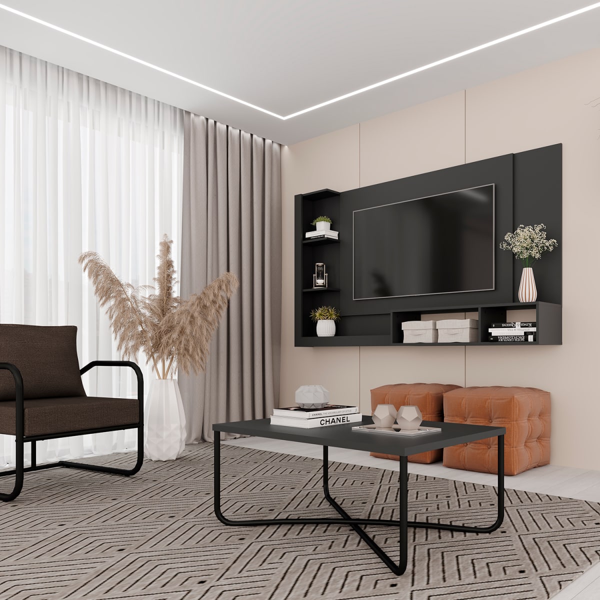 Panel Tv 60" Habitat - Negro / Mate