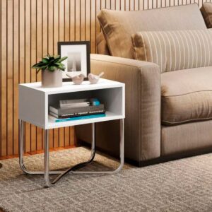 Mesa Lateral Connect - Blanco / Cromado