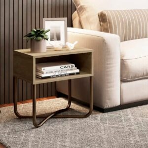 Mesa Lateral Connect - Noce / Oro Envejecido