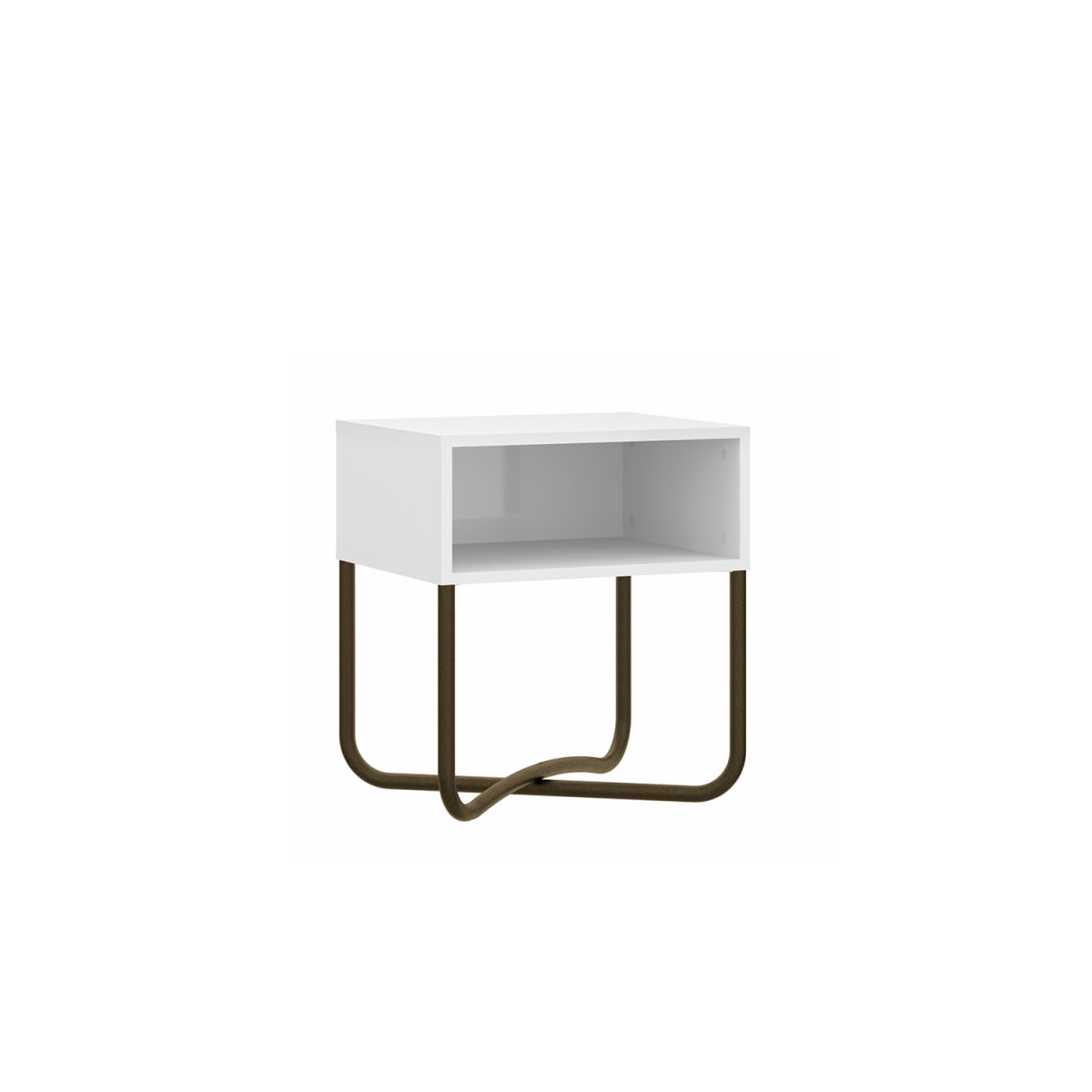 Mesa Lateral Connect - Blanco / Oro Envejecido - Imagen 2