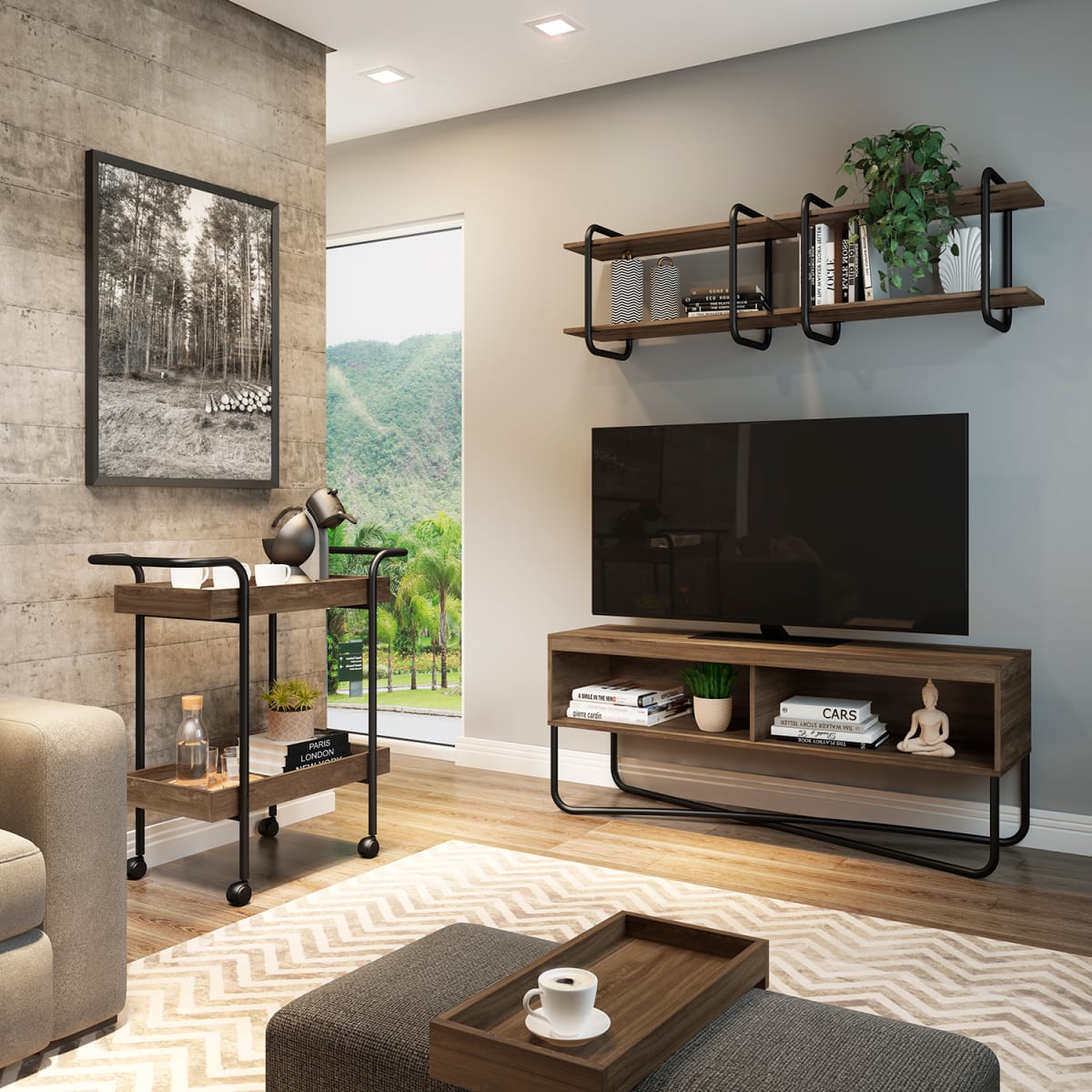 Rack Tv 60" Connect - Legno / Negro Mate