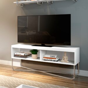 Rack Tv 60" Connect - Blanco / Cromado