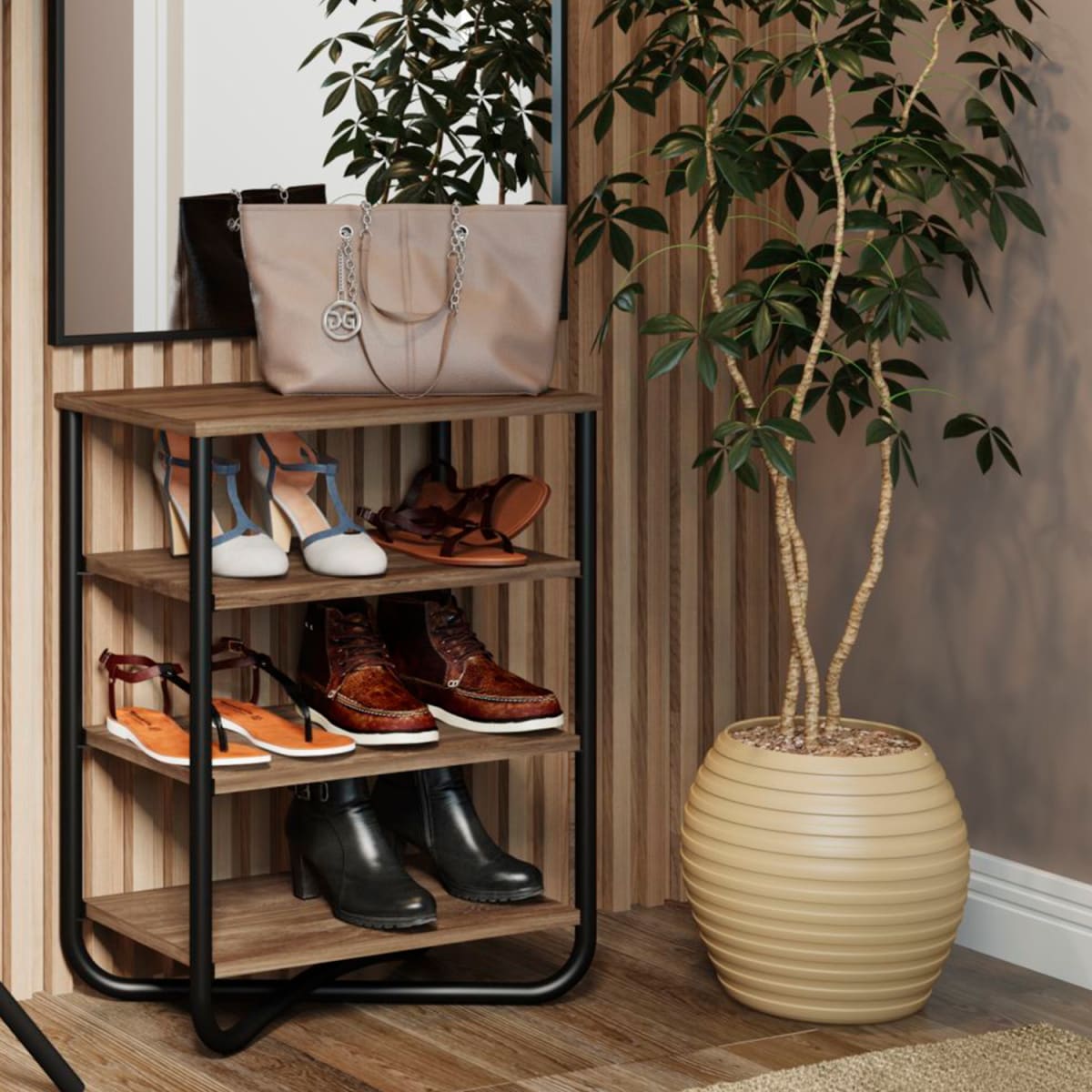 Estante Zapatero Connect - Legno / Negro Mate