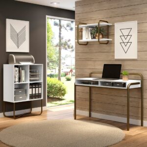 Escritorio Connect - Blanco / Oro Envejecido