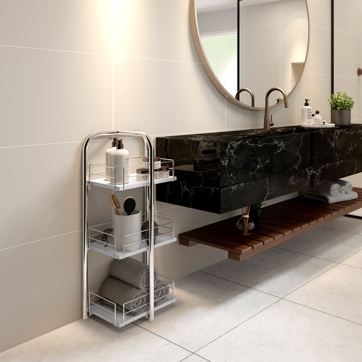 Mueble Organizador 3 Niveles Connect - Blanco / Cromado
