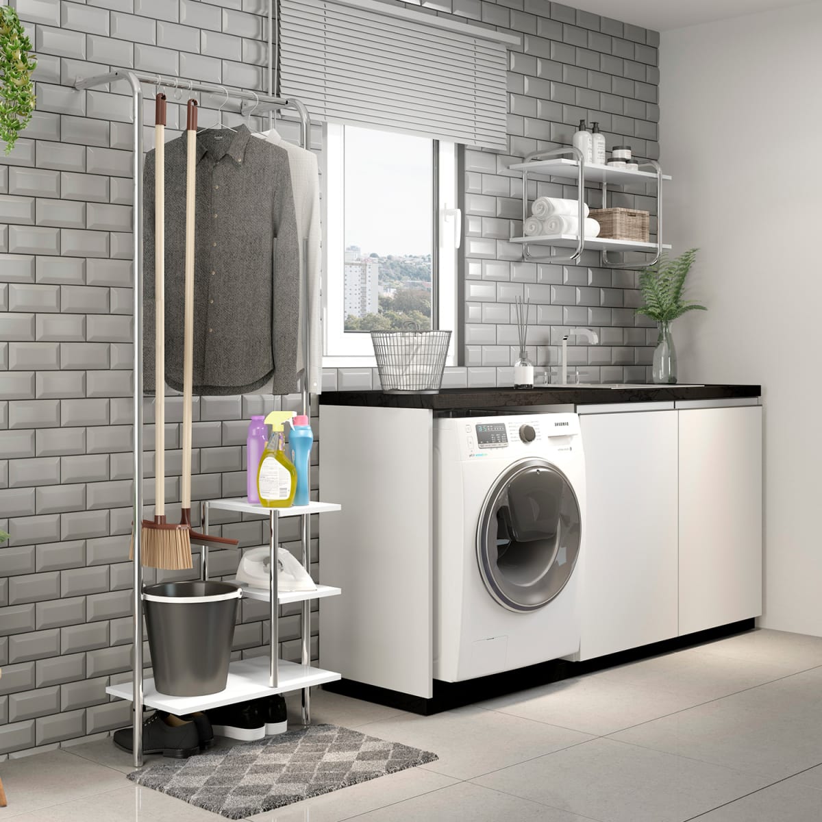 Mueble Multiuso Connect - Blanco / Cromado