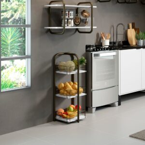 Mueble Organizador 3 Niveles Connect - Blanco / Oro Envejecido