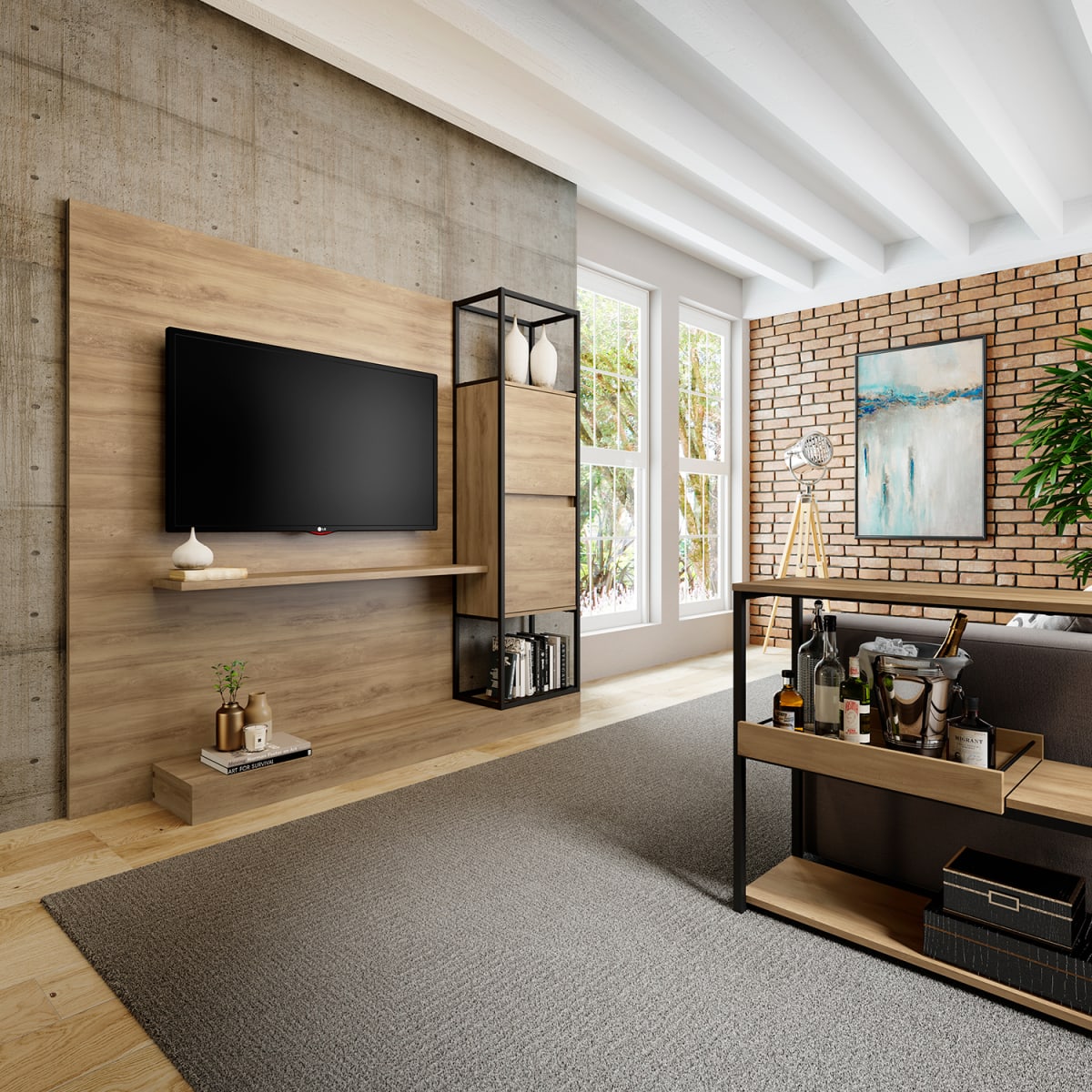 Centro de Entretenimiento Rack Tv 60" Home Design - Noce / Negro Mate