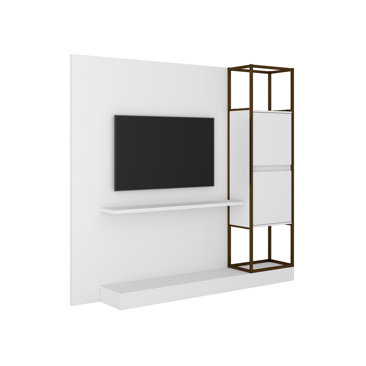 Centro de Entretenimiento Rack Tv 60 Home Design - Blanco / Oro Envejecido - Imagen 2