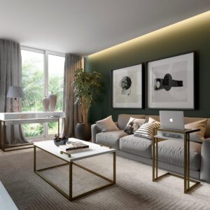 Aparador Arrimo Home Design - Blanco / Oro Envejecido