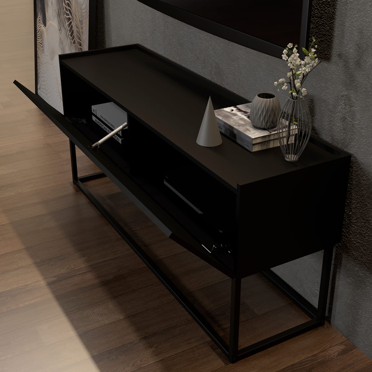 Rack Tv 55" Home Design - Negro / Mate - Imagen 2
