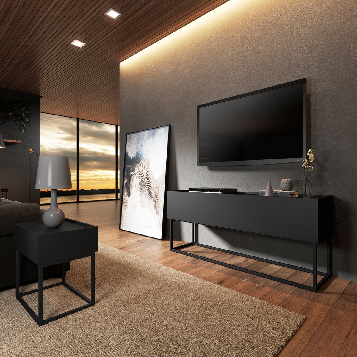 Rack Tv 55" Home Design - Negro / Mate