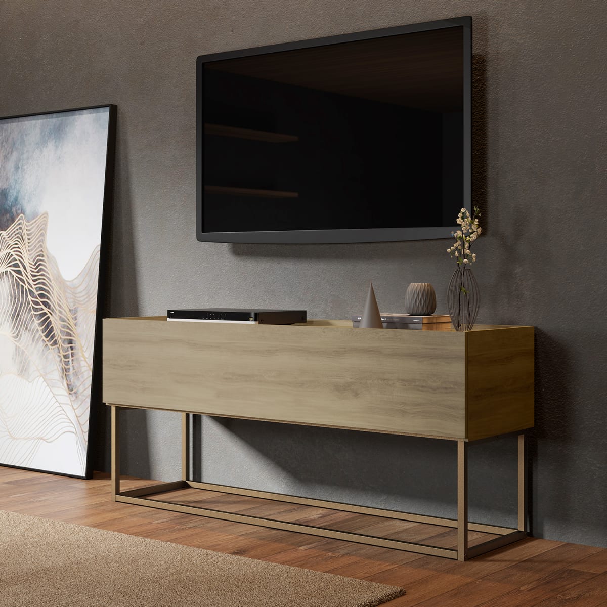 Rack Tv 55" Home Design - Noce / Oro Envejecido