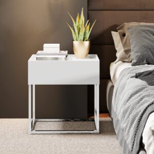 Velador Home Design - Blanco / Cromado