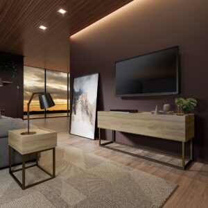 Velador Home Design - Noce / Oro Envejecido
