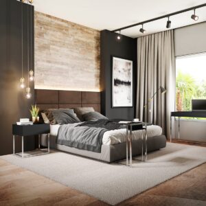 Velador Home Design - Negro / Cromado