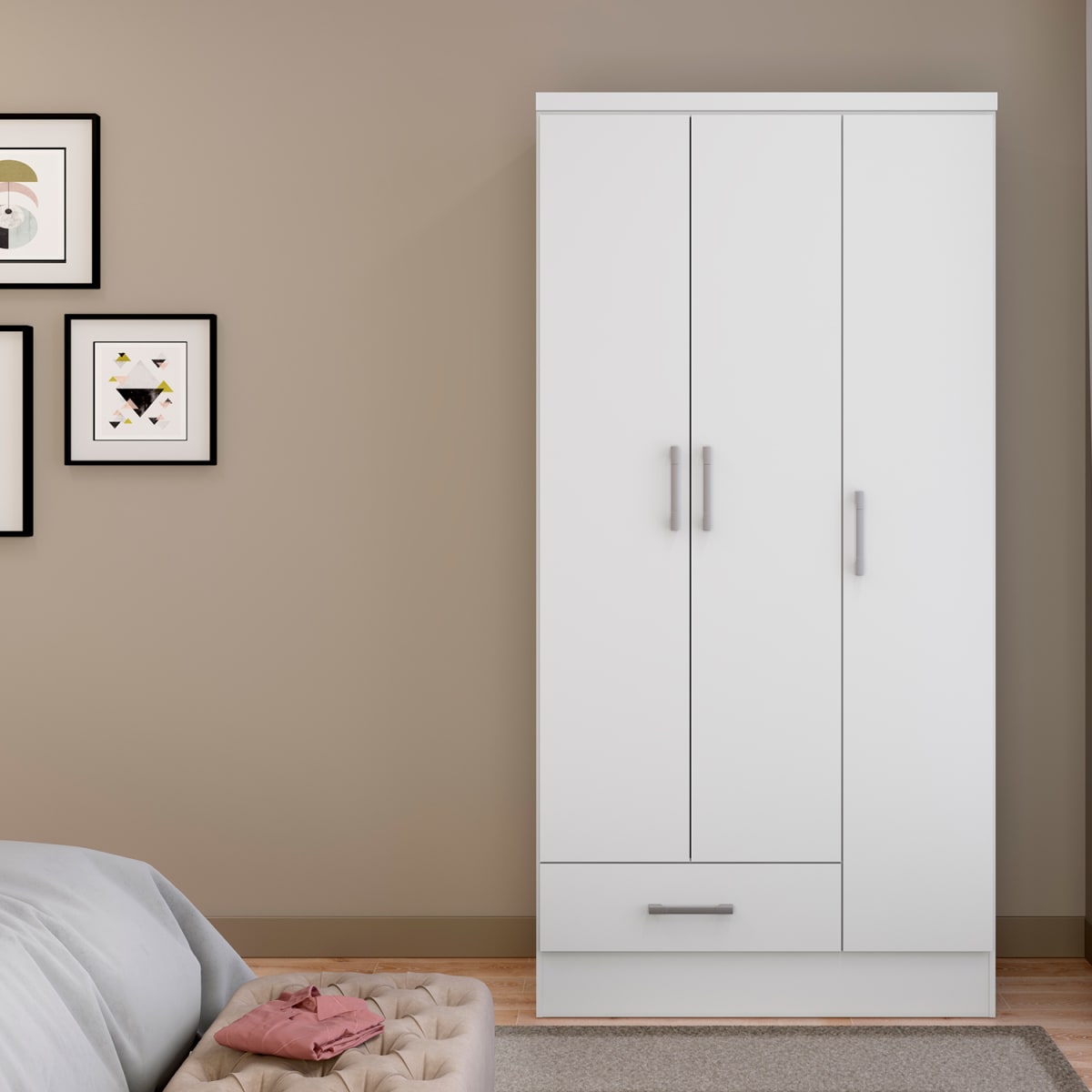 CLÓSET 3 Puertas 1 Cajón Classic - Blanco