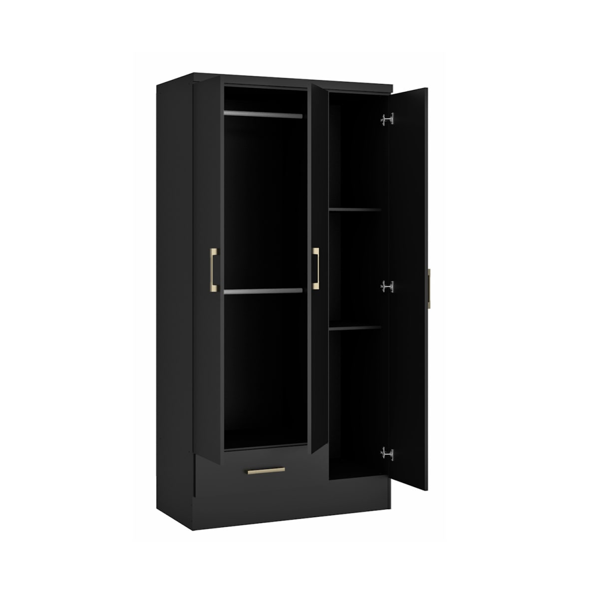 CLÓSET 3 Puertas 1 Cajón Classic - Negro Mate - Imagen 3