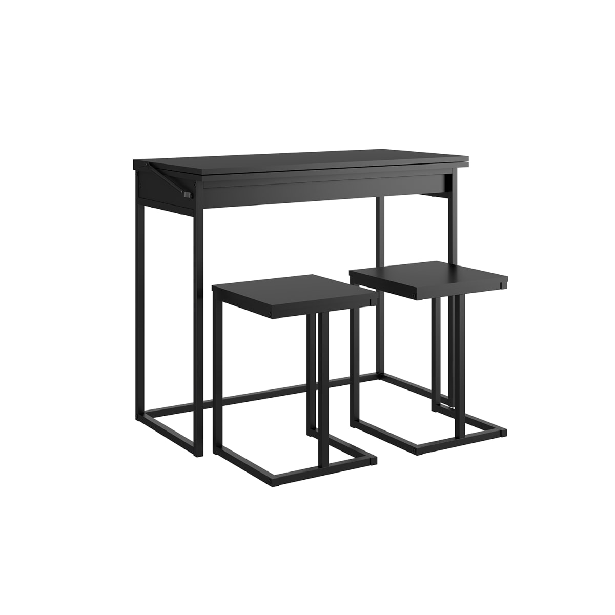 Mesa Extensible + 2 Taburetes Home Design - Negro Mate - Imagen 2
