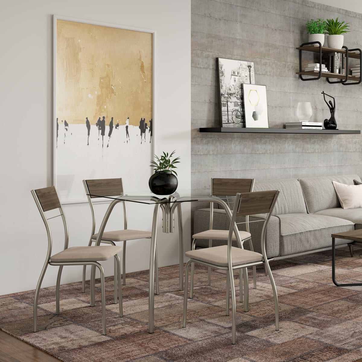 Silla Design - Legno / Gamuza Cognac / Champagne