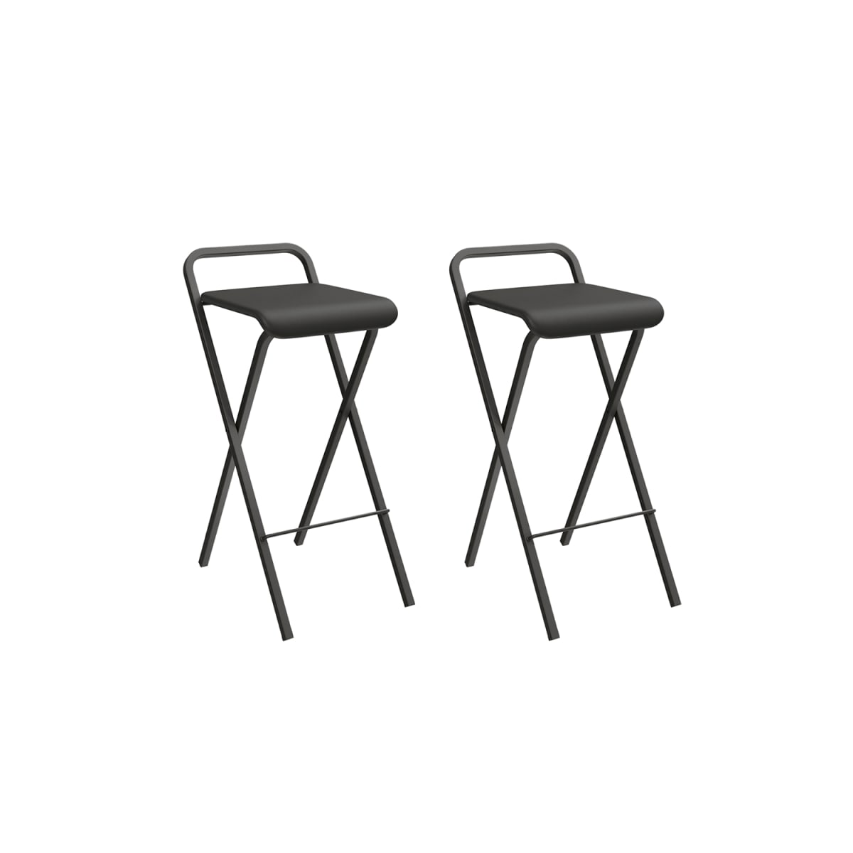 Set 2 Taburetes Plegables Dakar - Negro Mate - Imagen 2