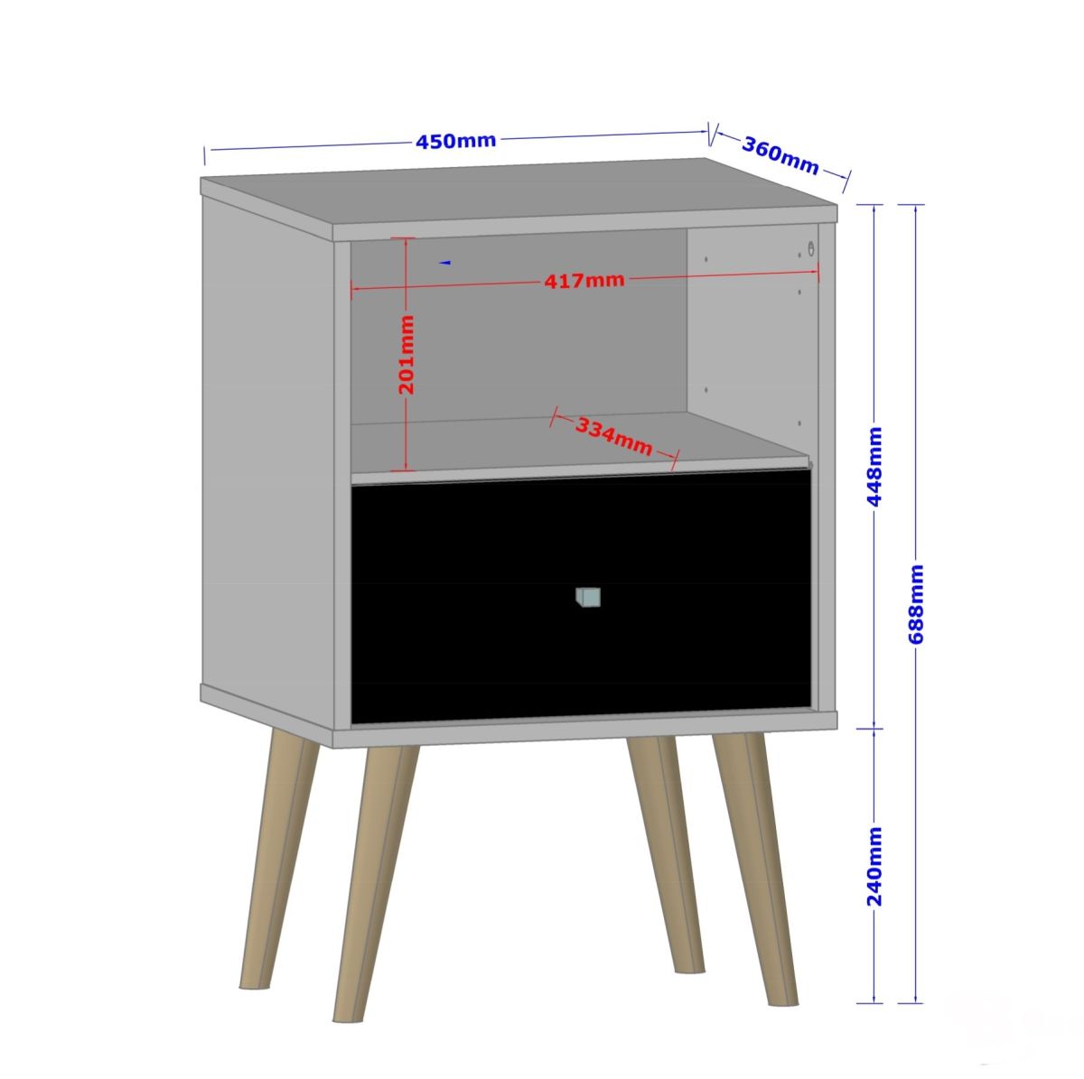 Velador 1 Cajón - Blanco - Imagen 3